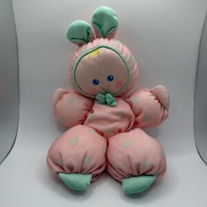 Vintage Fisher-Price Pink Slumber Babies Bunny Doll Plush Blonde Toy